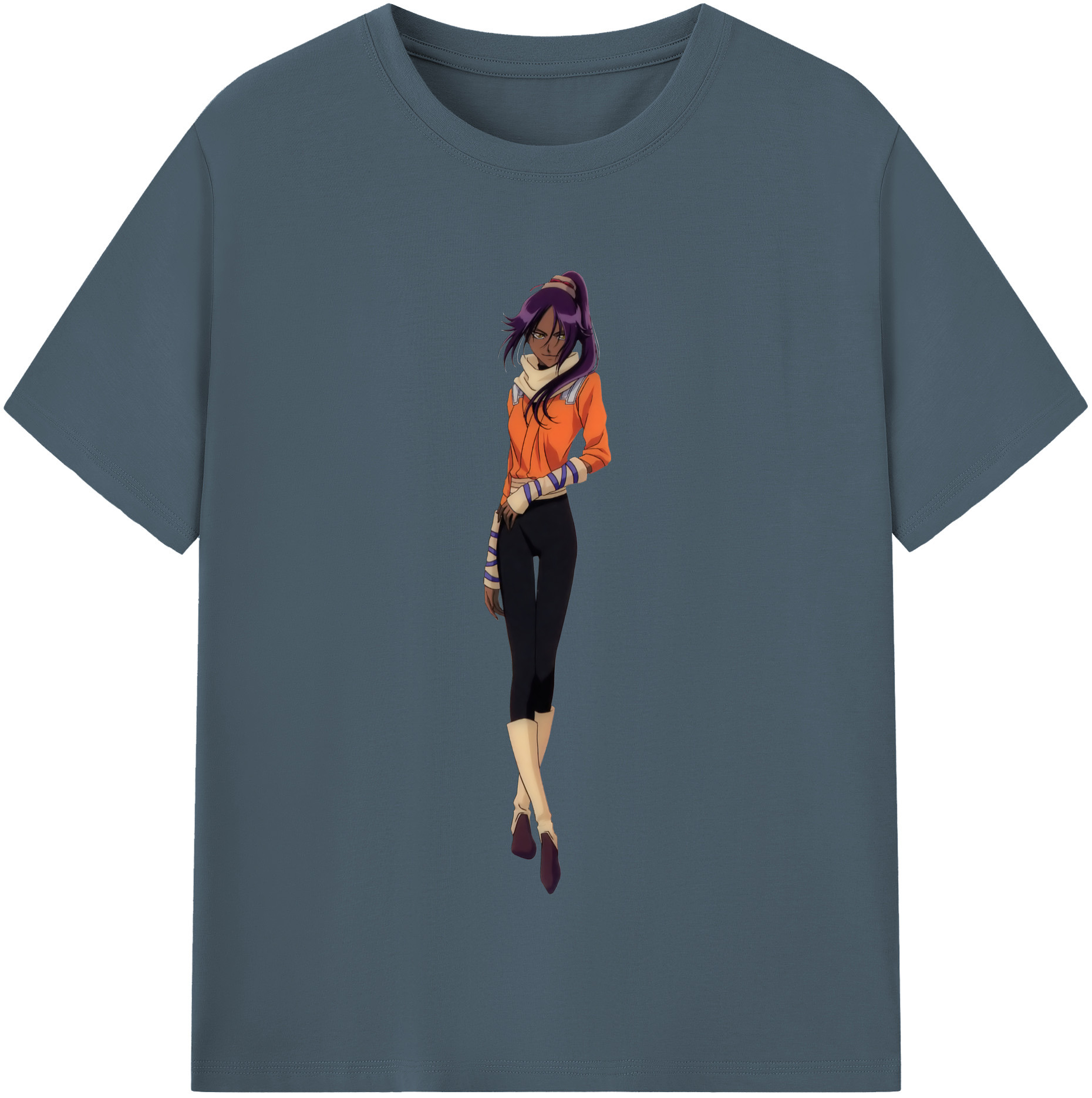 （画像用） ブリーチ 四楓院 夜一（しほういん よるいち） BLEACH Shihouin Yoruichi 綿100％半袖Tシャツ（フロントプリント）